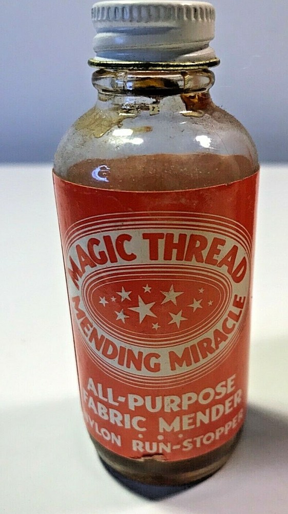 VINTAGE Magic Thread Mending Miracle Vintage Advertising BOTTLE