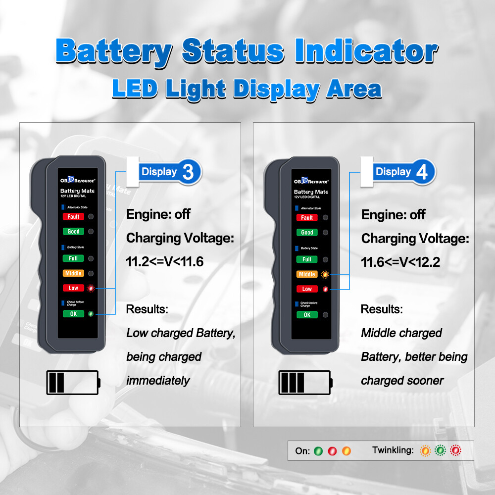 Battery Tester 12V BM310 Digital Analyzer Indicator Alternator Voltage Checker