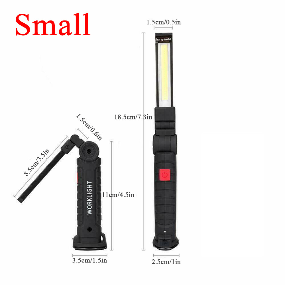 2PC USB Rechargeable COB LED Work Light Lamp Inspection Folding Torch Flashlight