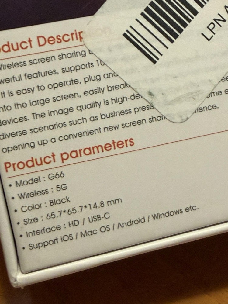 Wireless HD Shared Screen Box Model G66