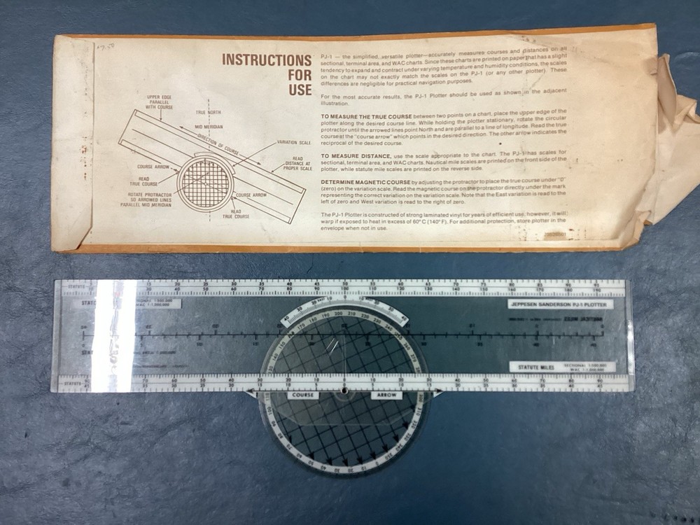Jeppesen PJ-1 Rotating Azimuth Plotter With Instructions