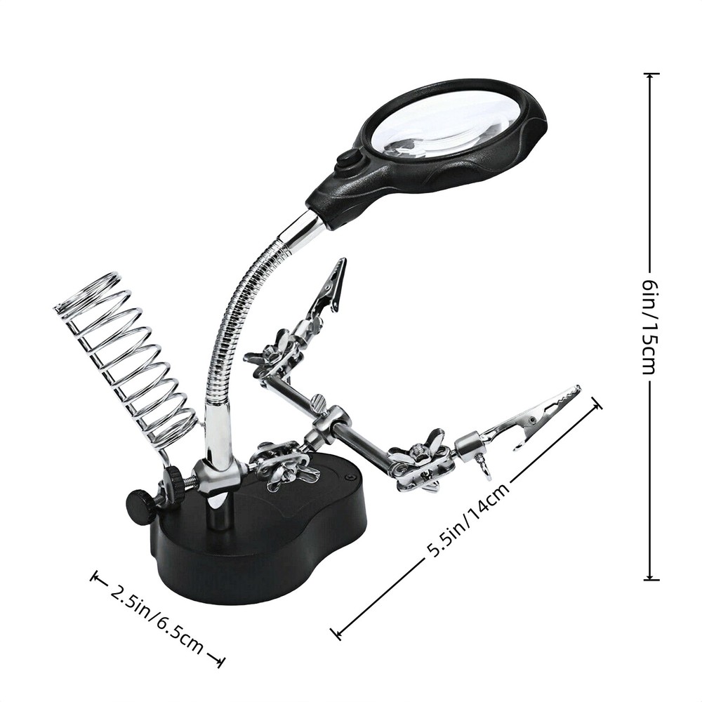 Adjustable Crocodile Clips Soldering Stand with Magnifier&LED for Precision Work