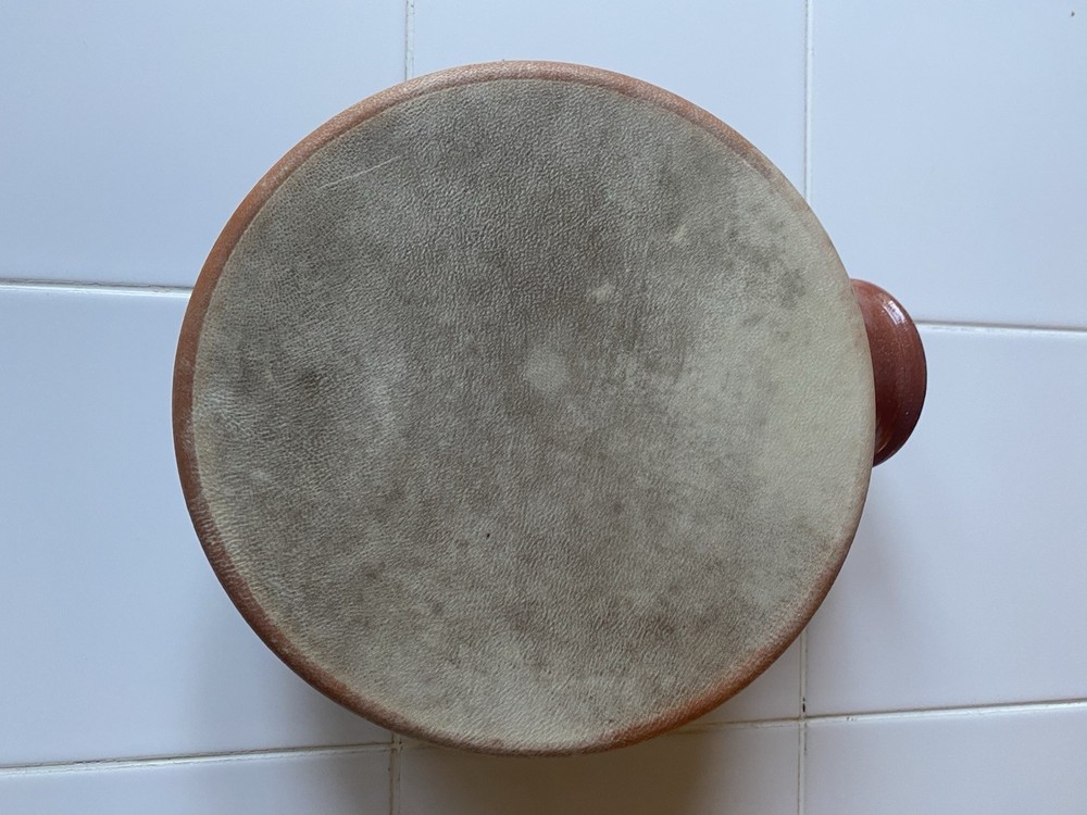 Gunta Hand Drum Clay Goat Skin Head Stephen Wright Drum Hand Small 7"