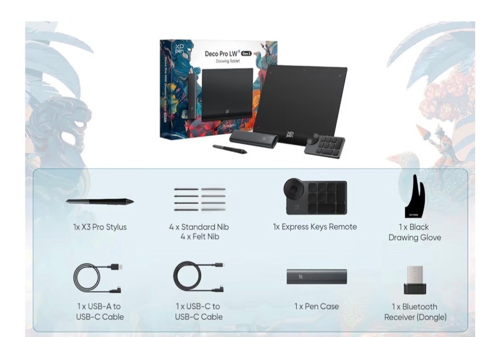 Wireless Drawing Tablet Deco Pro LW 2nd, 11 Inch Bluetooth Computer Graphics Tab