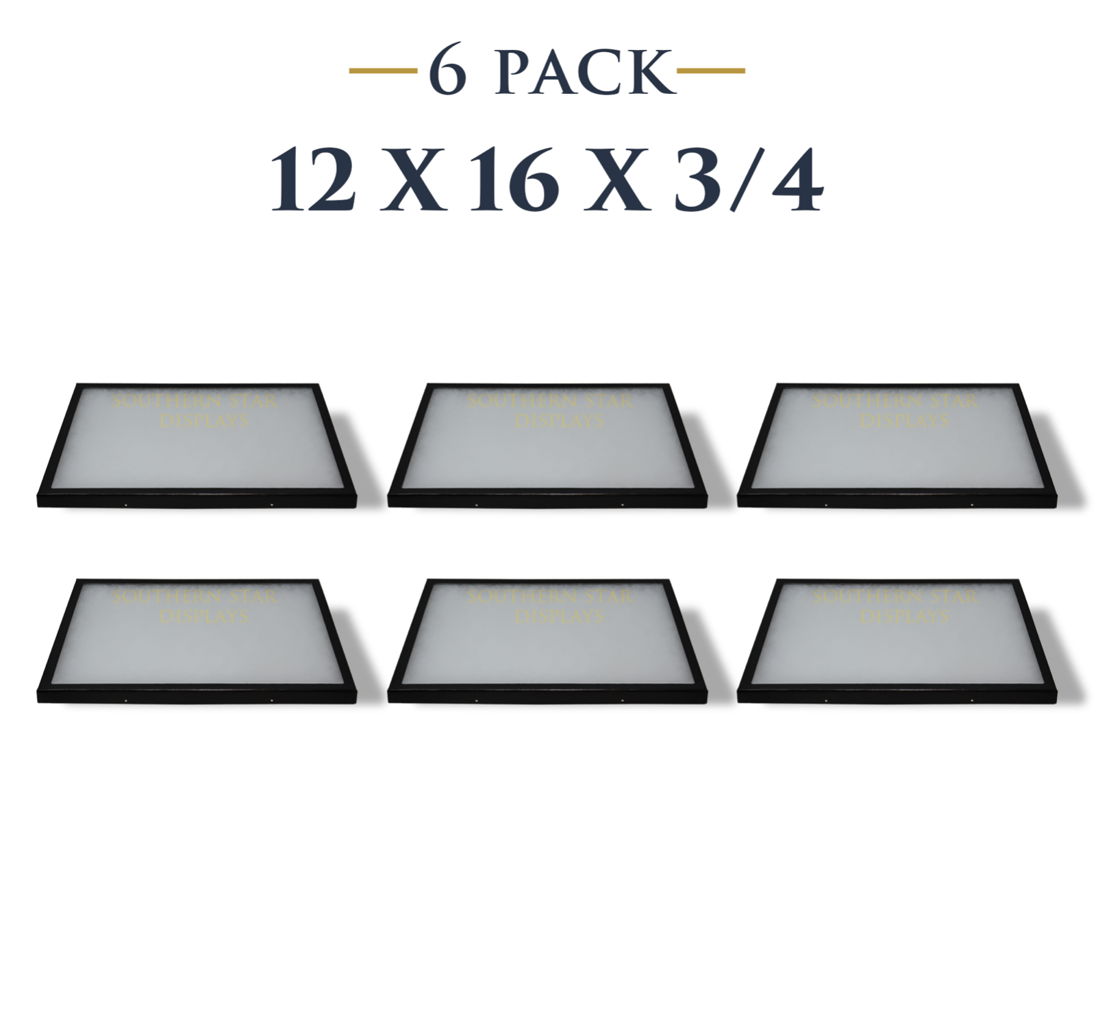 6 Pack of 12 x 16 x 3/4 Riker Display Cases Box for Collectibles Jewelry & More