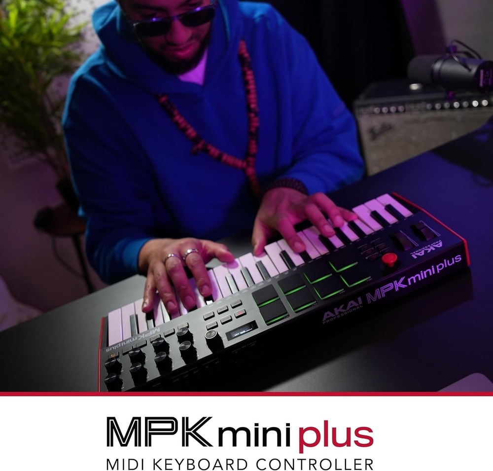 Versatile MPK Mini Plus MIDI Controller - 37 Keys, 8 Pads, Built-in Sequencer