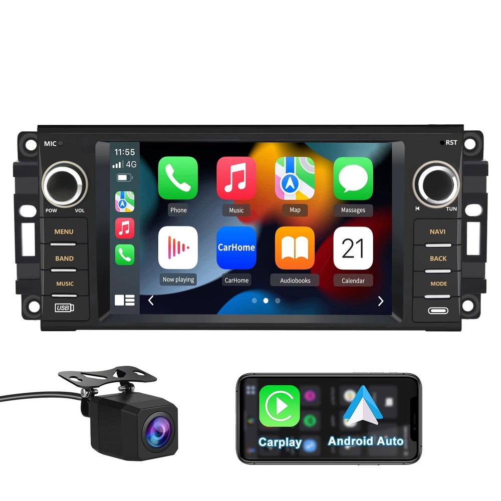 7" Touchscreen Wireless Carplay Android Auto Stereo for Jeep Wrangler  Dodge Ram
