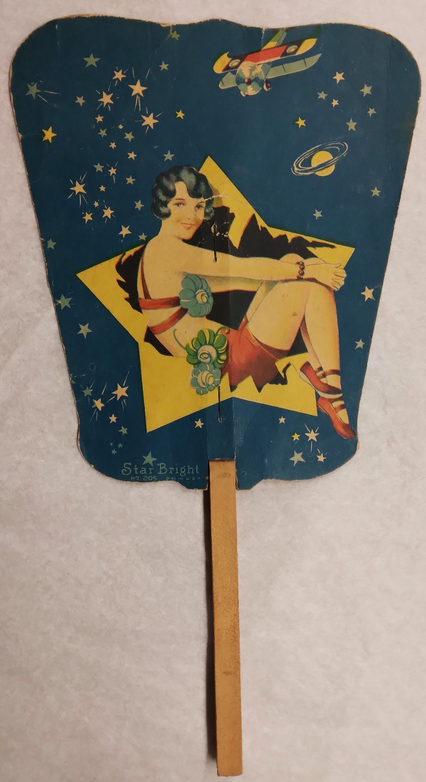 c1930 Haines the Shoe Wizard advertising fan, Star Bright