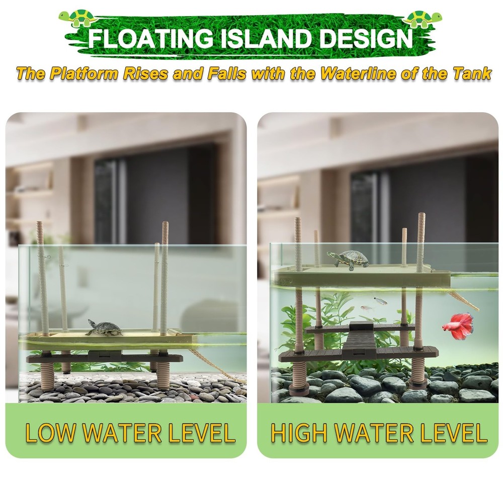 Large Turtle Floating Basking Platform with Feeding Area, Turtle Floating Doc...