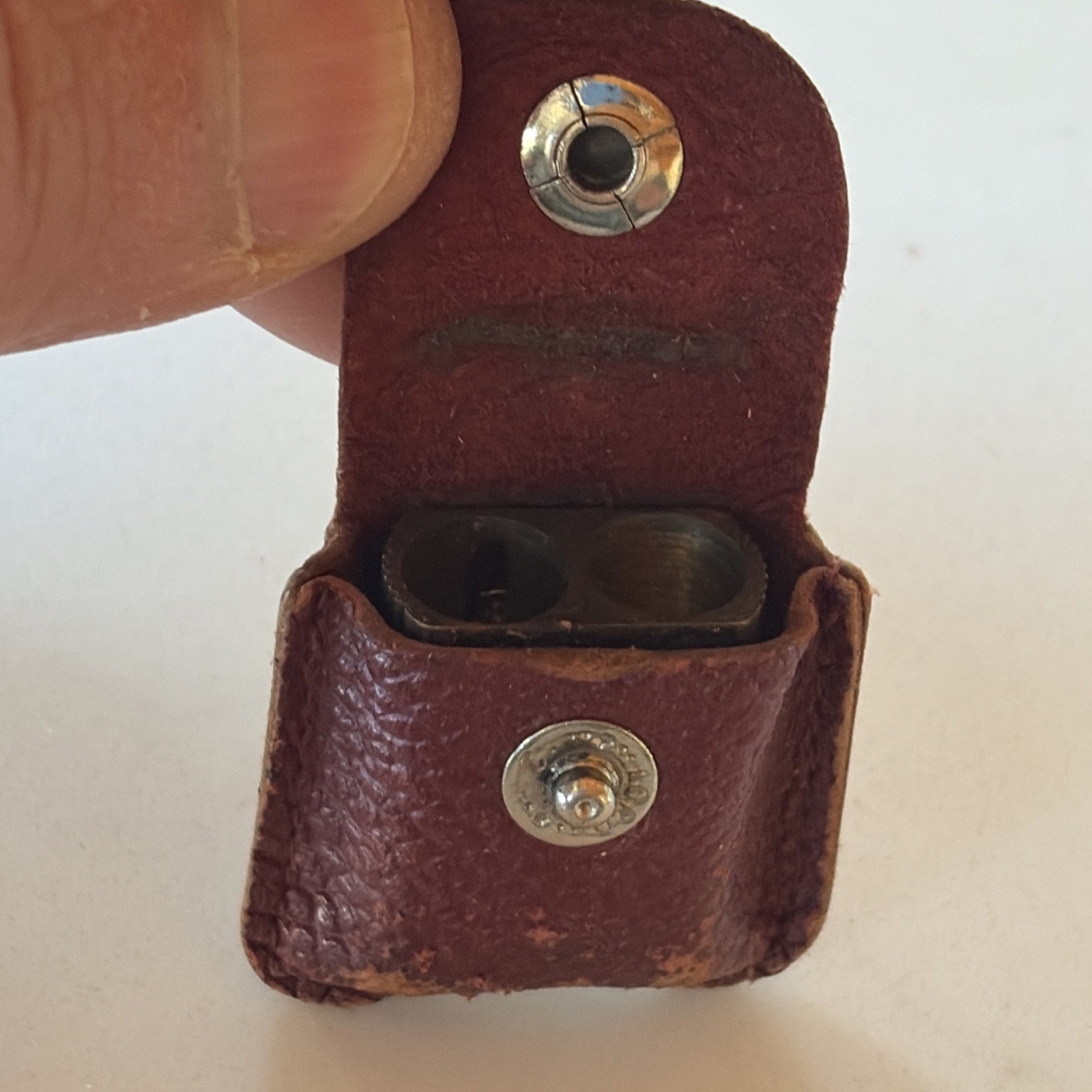 KOH-I-NOOR-BRASS Pencil Sharpener W/ Leather Case -Made GERMANY “Tutior Juwel”