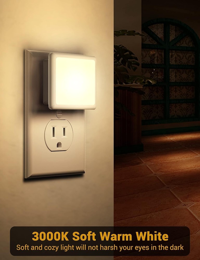 4-Pack Dusk-to-Dawn Wall Plug Night Lights with Auto Sensor