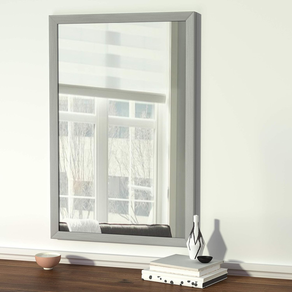 Stylish 24" x 36" Rectangular Wall Mirror with Nickel Trim