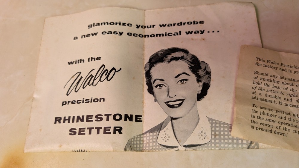 1954 Walco Precision Rhinestone Setter - Craft Tool with Instructions Used
