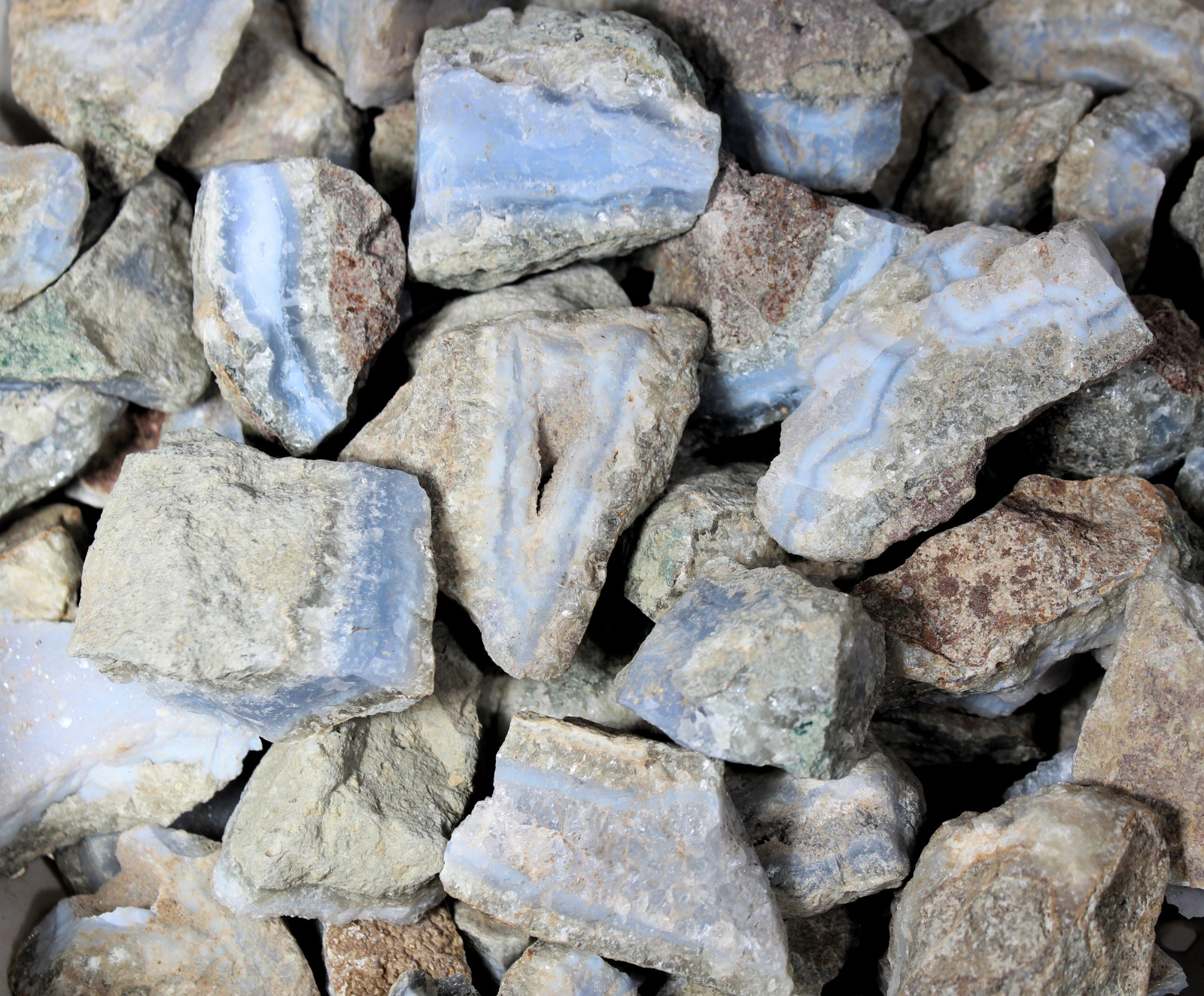 Blue Lace Agate - Rough Rocks for Tumbling - Bulk Wholesale options