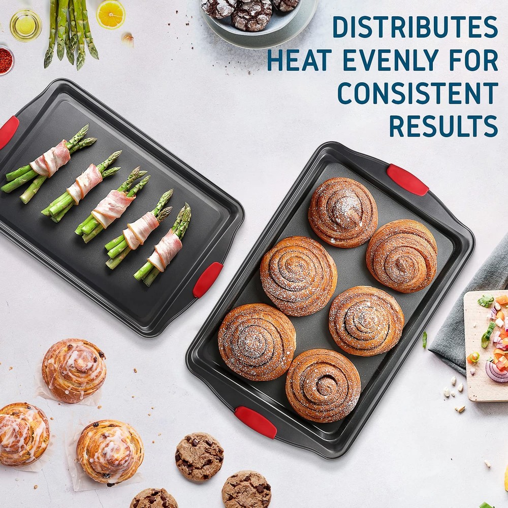 JOYTABLE Baking Sheet, 2PC Cookie Sheet Set 2-Piece (Small & Medium), Black