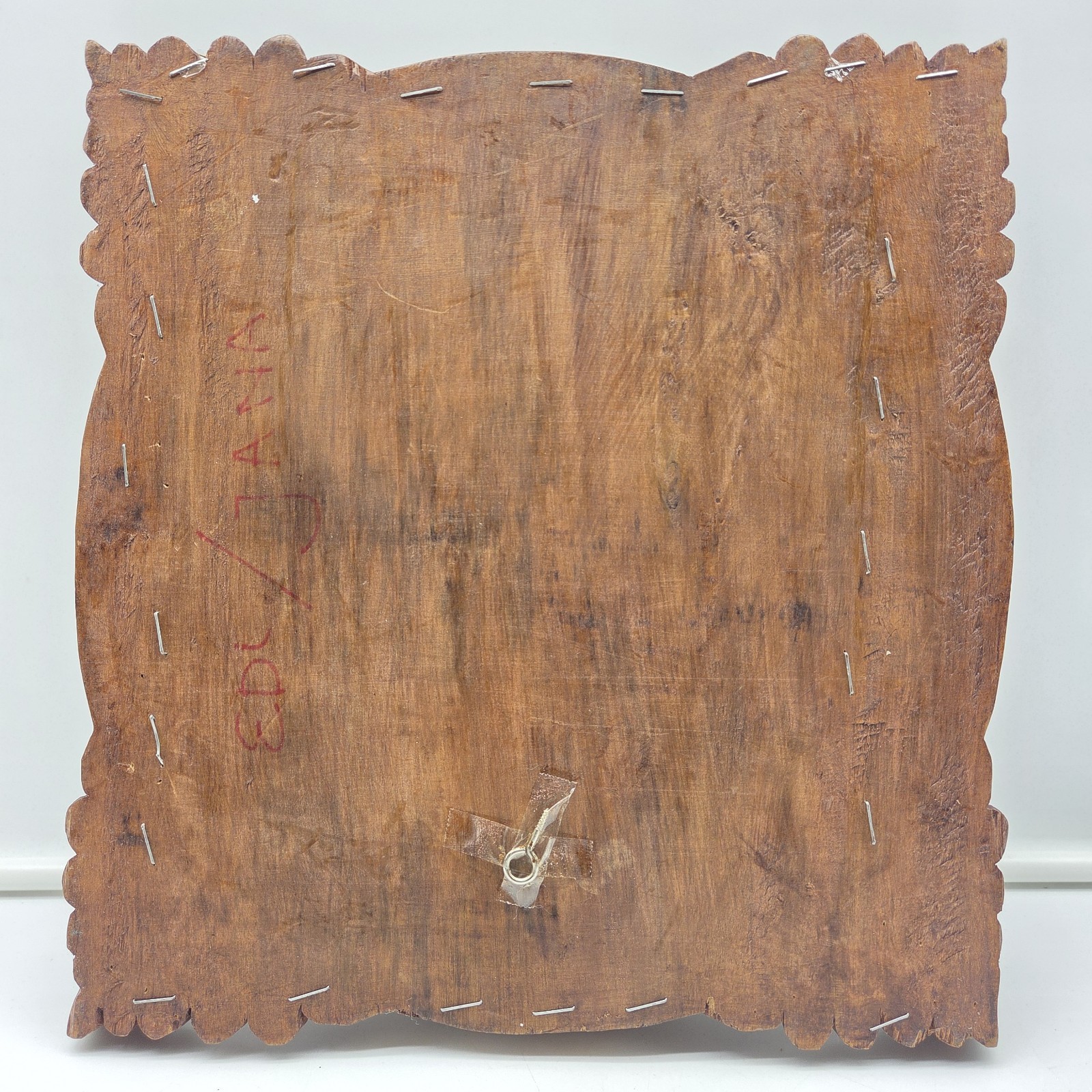 Balinese Bali Hand Carved Wood Relief Wall Art Dancers Floral 12"x11" Vintage