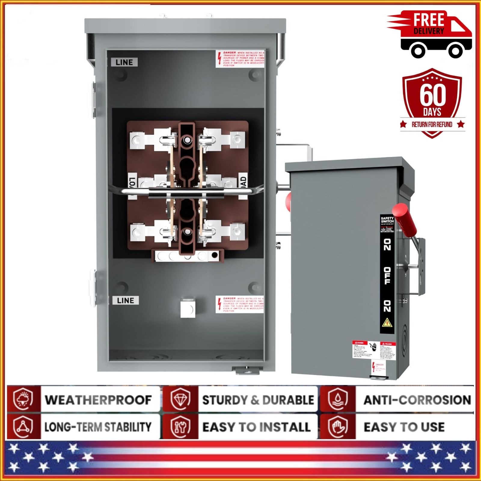 200 Amp Manual Generator Transfer Switch Heavy Duty 48000W General Double Throw