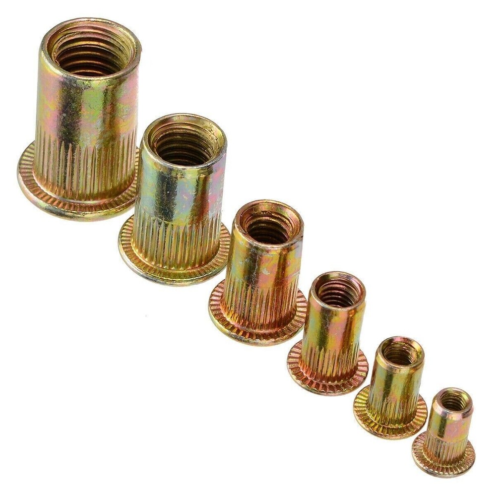 165pc M3 M4 M5 M6 M8 Rivet Nut Flat Head Thread Rivet Nutsert Cap Assortment Kit