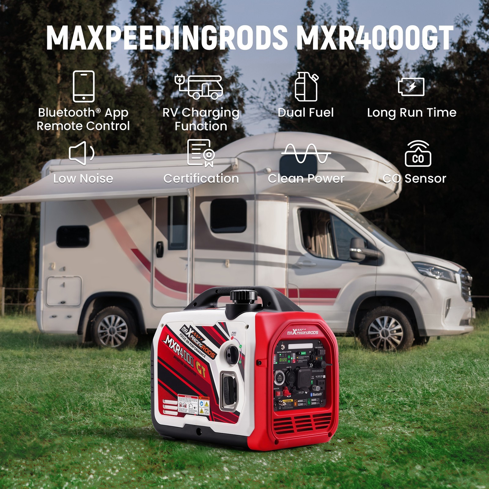 4KW Dual Fuel Portable LPG/Gas Generator Inverter Bluetooth E-Start EV-charging