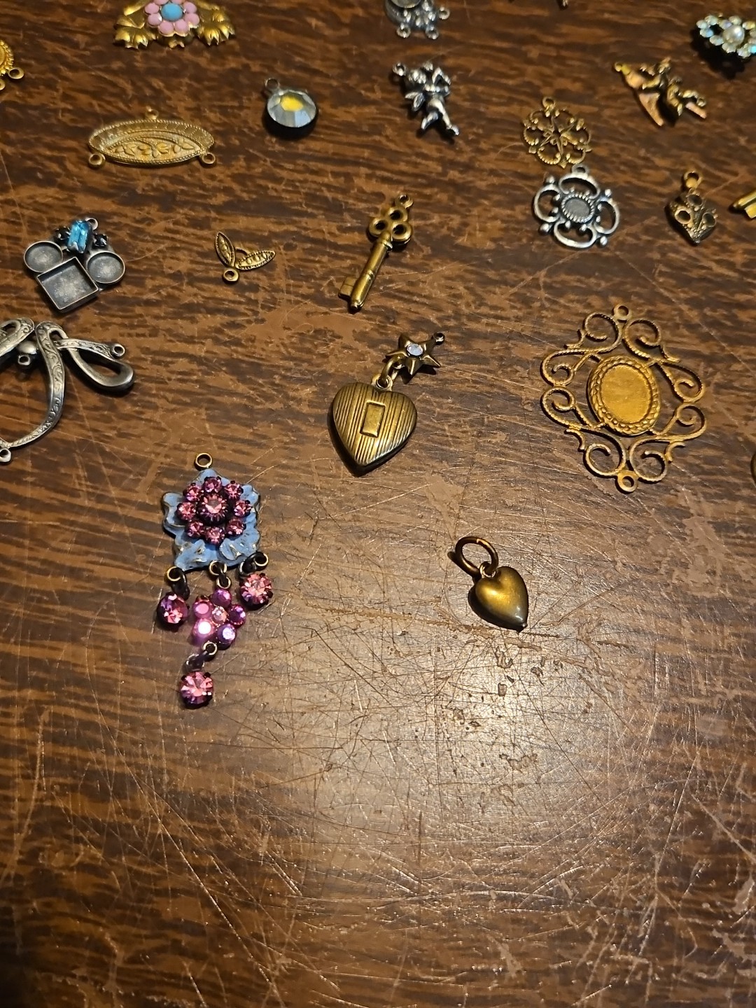 Lot Of 50 Mixed Parts Pcs France Vintage 60s Brass Stampings Findings Jewelry 26
