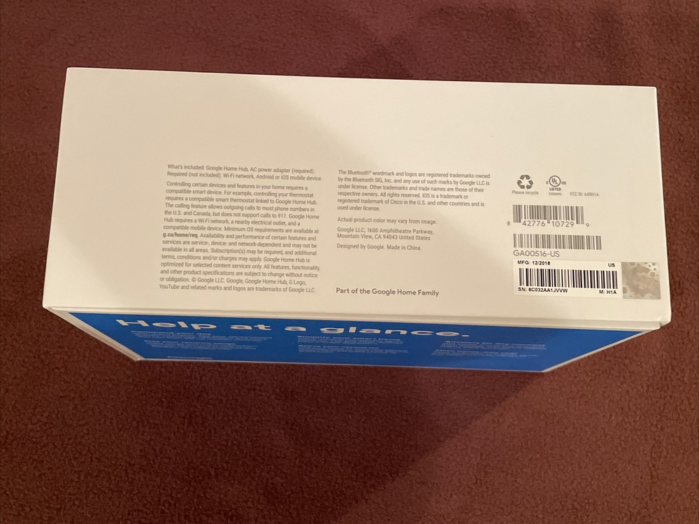 Google Home Hub BOX ONLY EMPTY BOX