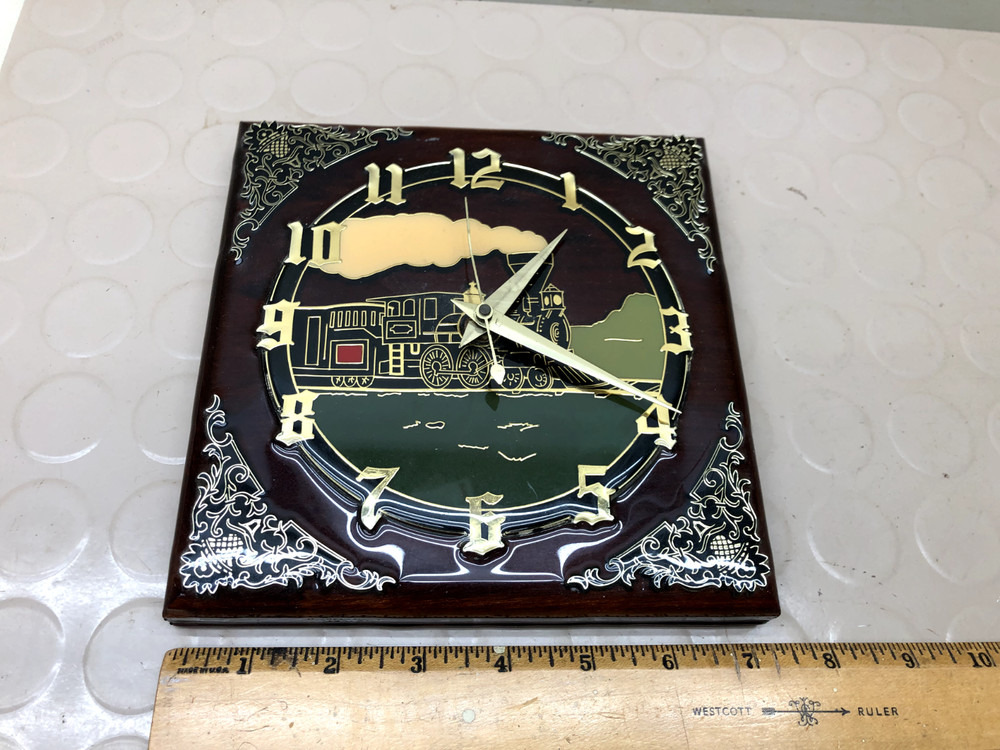 Vintage Train Wood Wall Clock