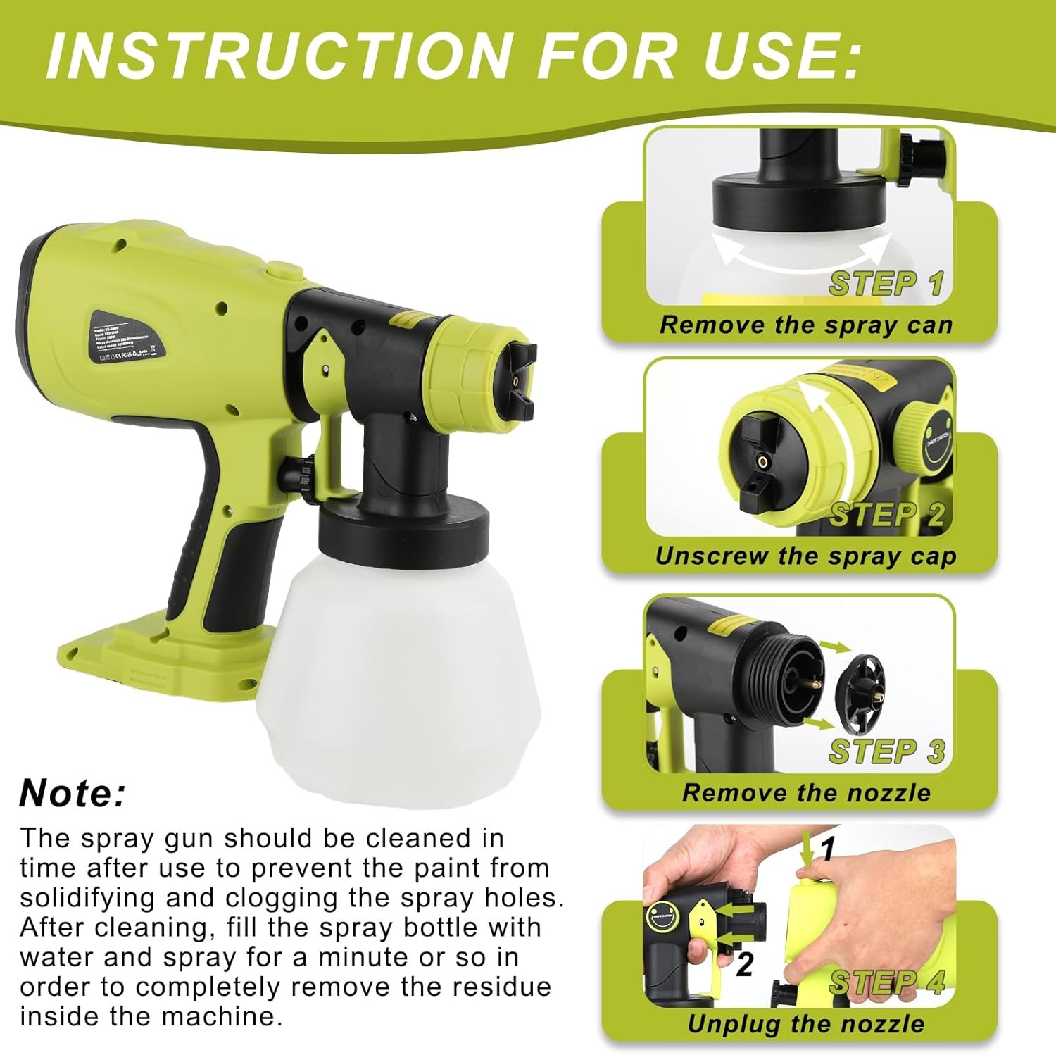 NEW Cordless High Pressure Spray Gun Airless Paint Sprayer For Ryobi 18V Battery