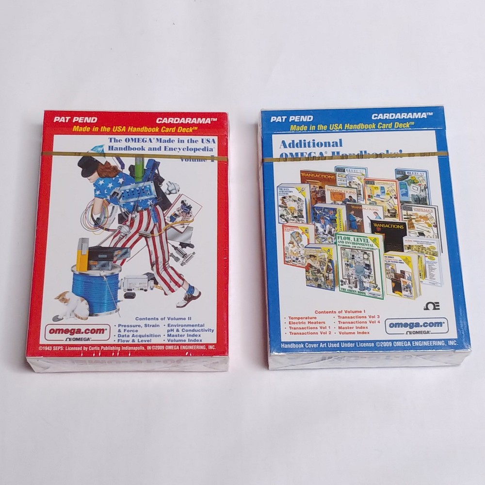 NEW 2 Pack Omega Engineering Playing Cards Handbook and Encyclopedia Reference