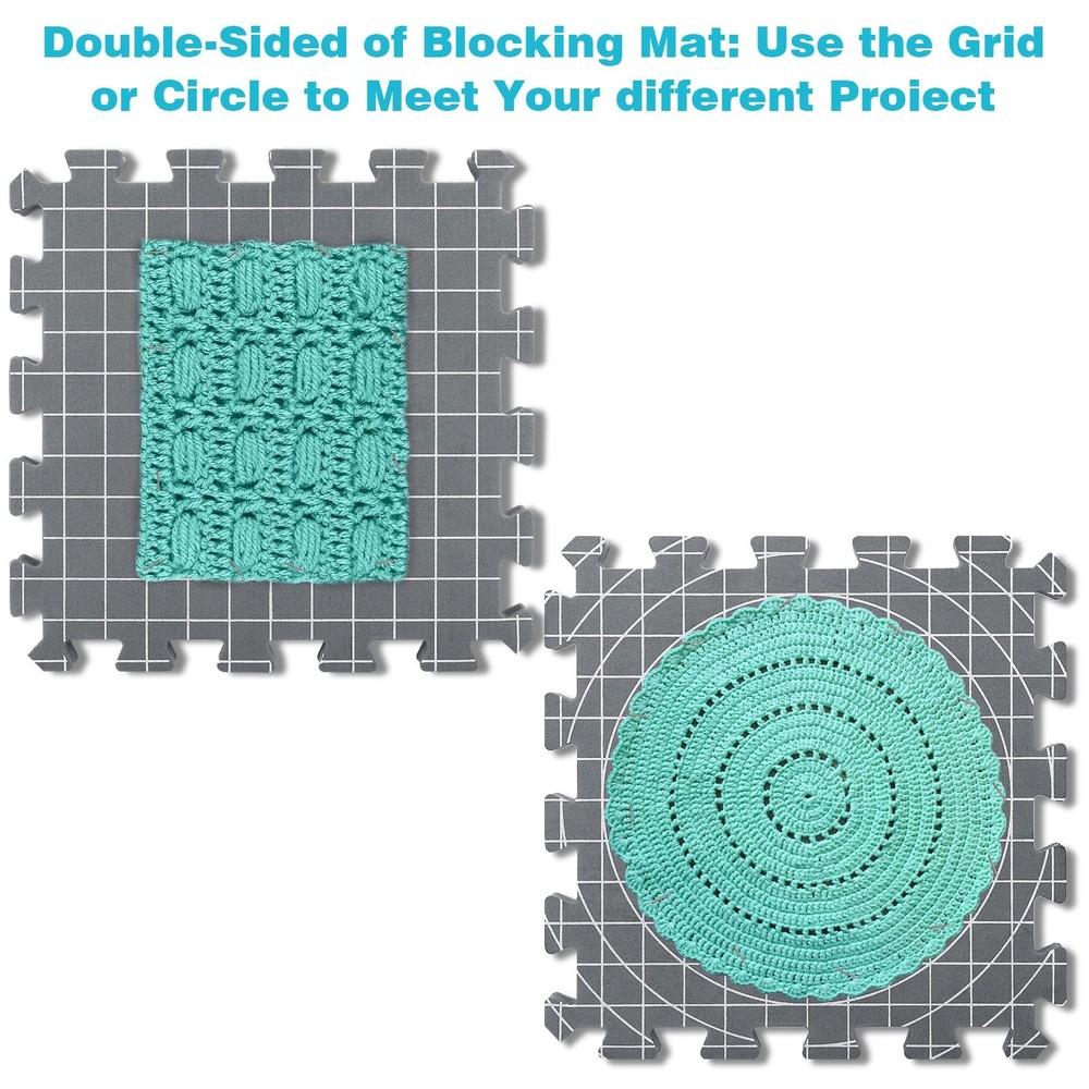 Blocking mats for Knitting & Crochet Projects, 2 in 1 Double Side Extra Thick...