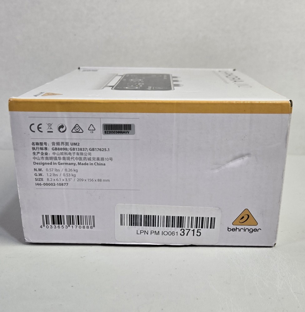 NEW Behringer U-Phoria UM2 USB Audio Interface