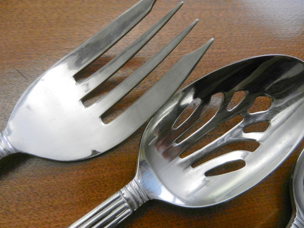 Pfaltzgraff Stainless Flatware STRATA 4Pc Serving Set Spoons Fork Ladle T08