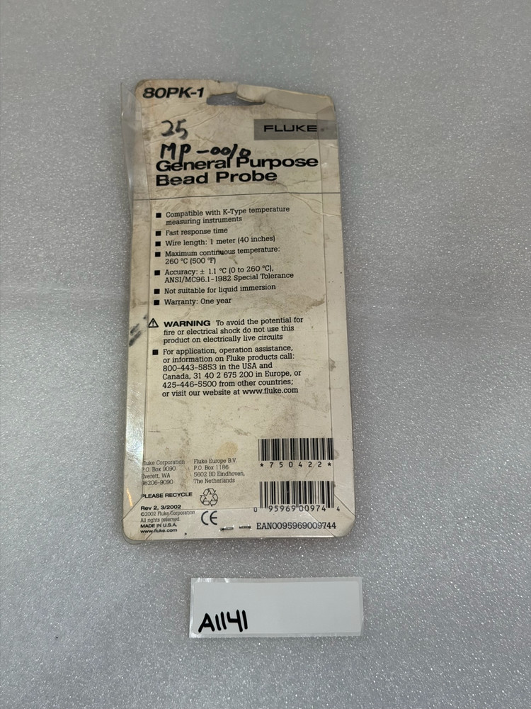 Fluke 80PK-1 Bead Probe Type K