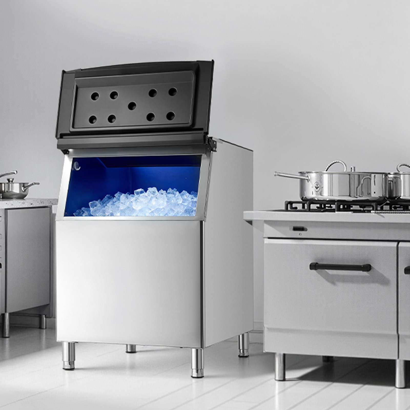 VEVOR Commercial Ice Maker Storage Bin 500lbs Capacity Stainless Steel Ice Bin