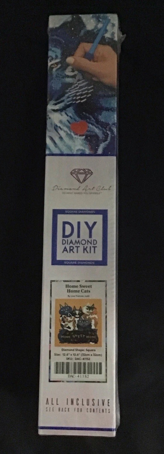 Diamond Art Club Art Kit “Home Sweet Home Cats” 12.6”x 12.6” sealed
