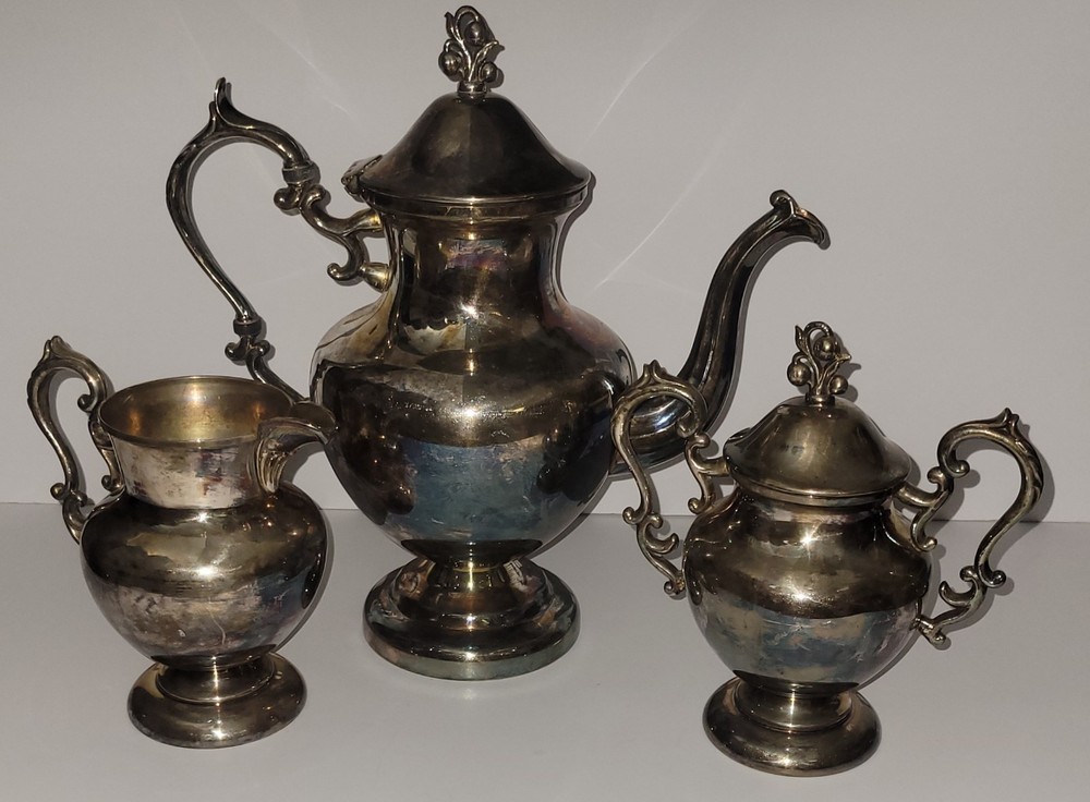 Vintage Tarnished Silver Tea Set