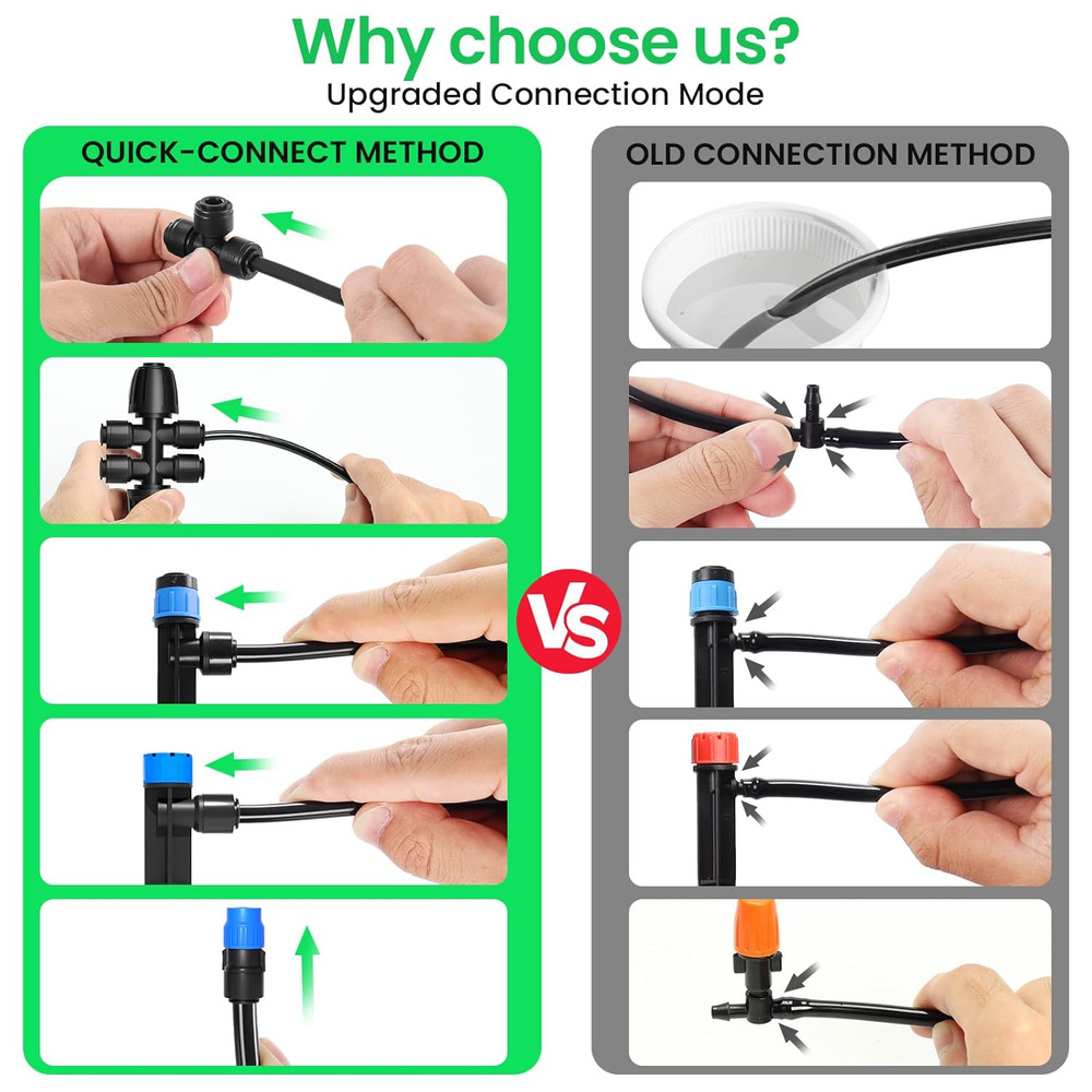 247 FT Drip Irrigation System,Quick Connector Garden Watering System Automatic S
