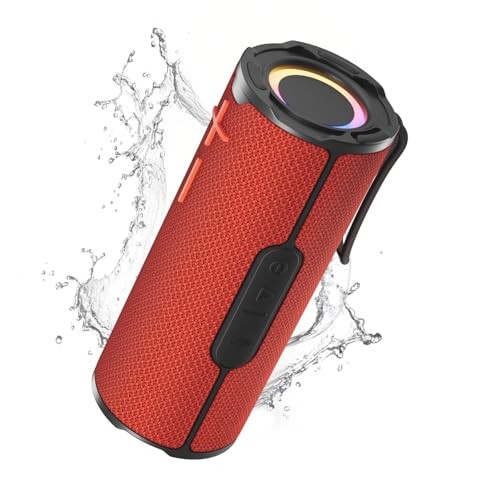 Portable Bluetooth Speaker, Wireless Bluetooth Speaker, IPX5 Waterproof Red