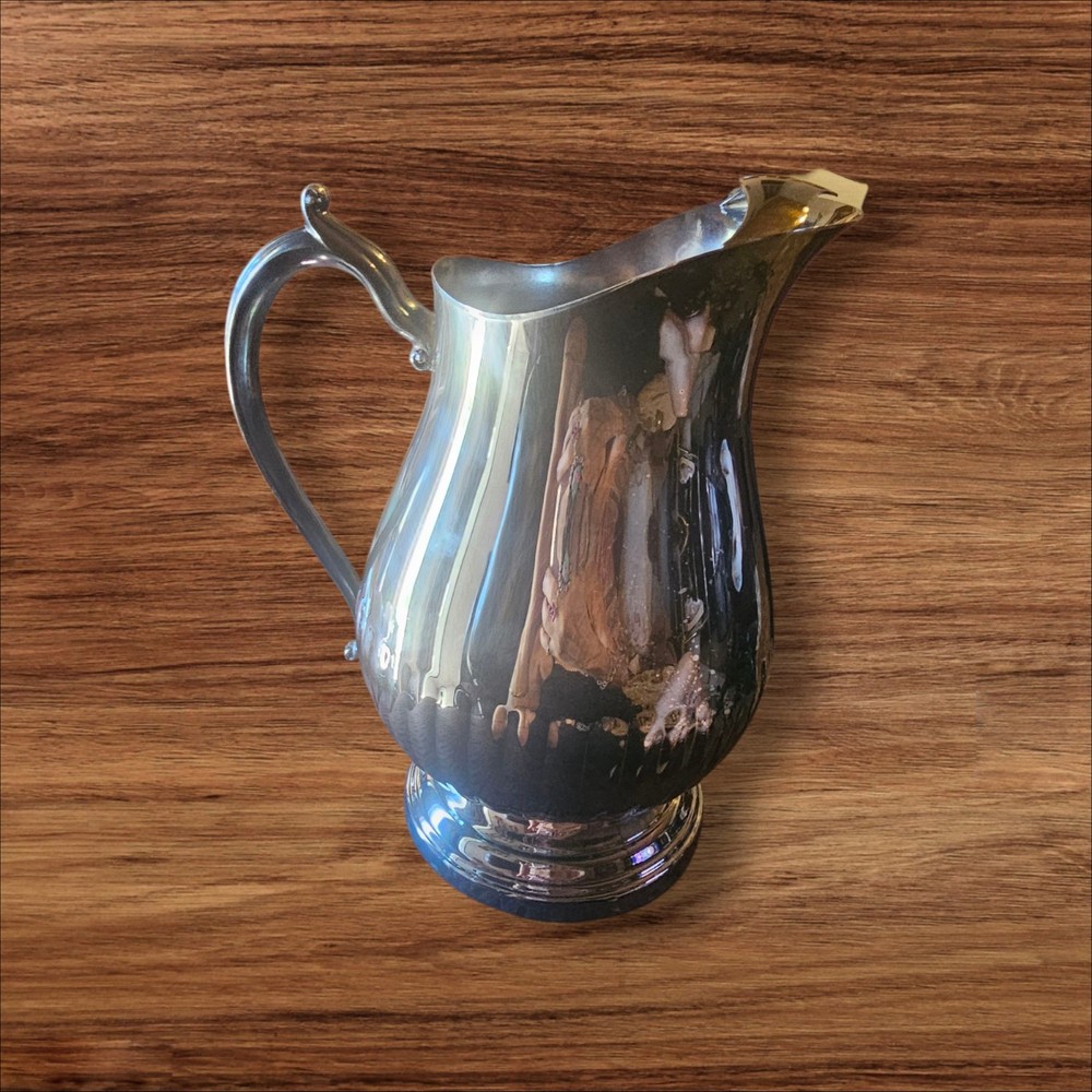 Mid Century Kent Silversmith Pitcher Footed Silver Plated Usa