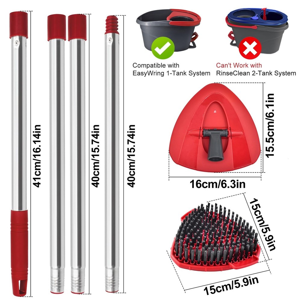Mop Handle for Ocedar, Spin Mop Handle Replacement for O Cedar, 4 Section 30"...