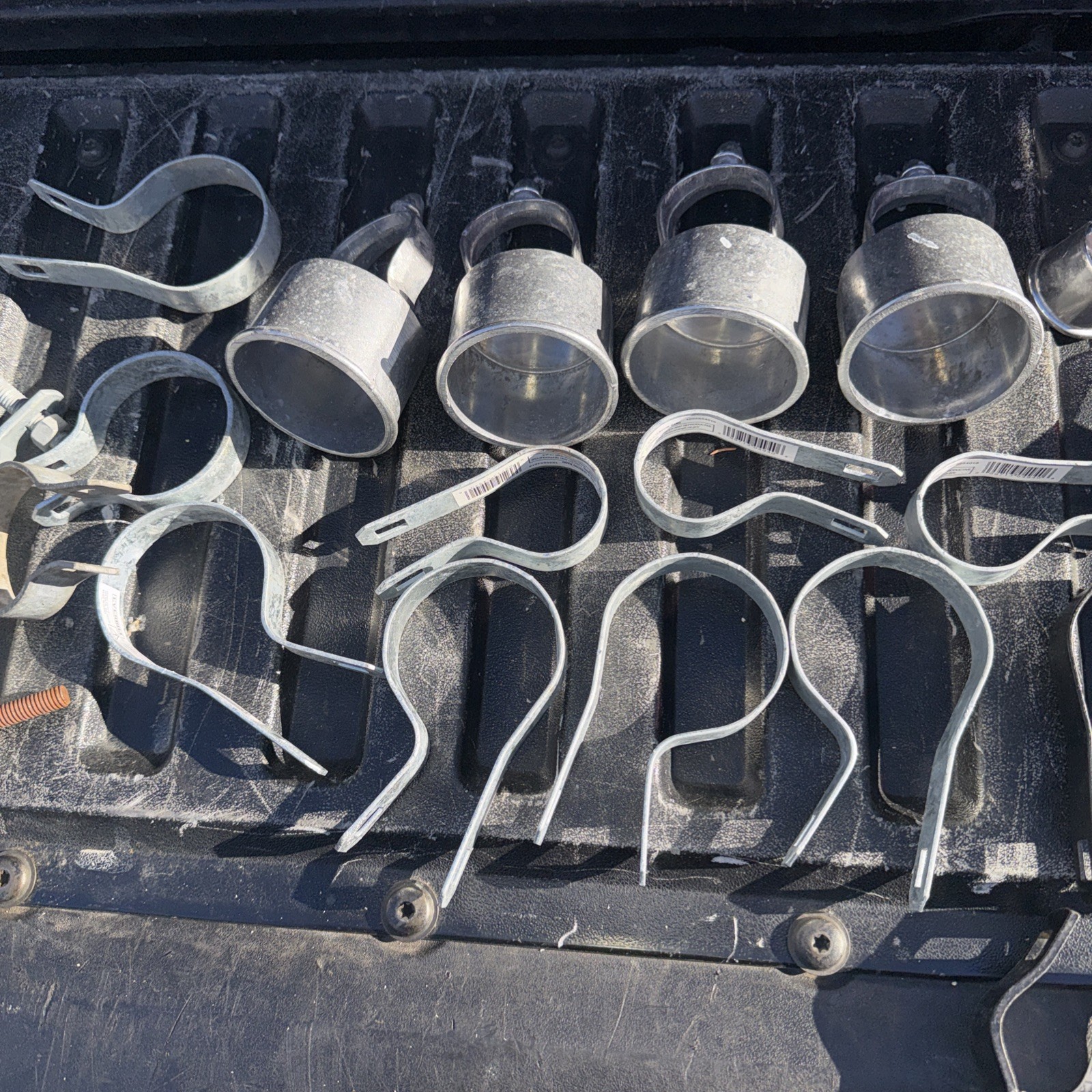 Chain Link Fence Parts Lot- Fencing Pieces & Bolts Brackets Caps Connector