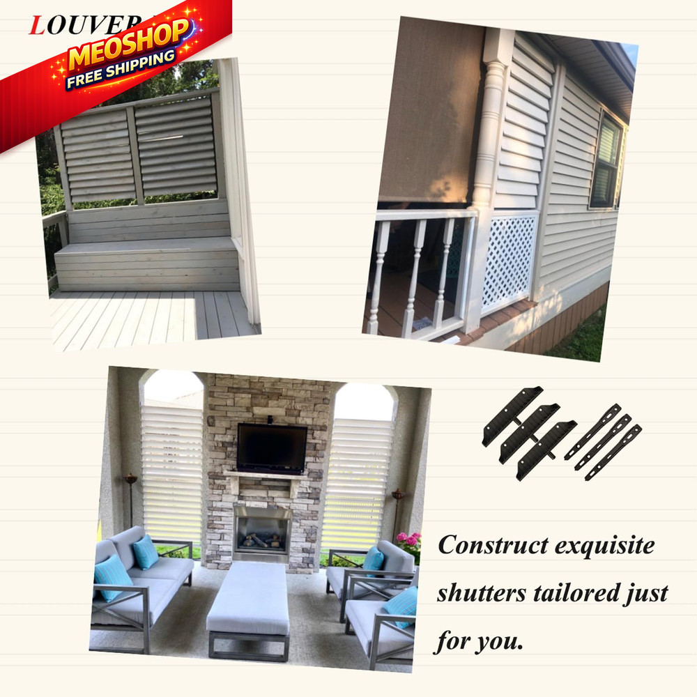 Explranltec Louver Bracket Kit, Deck Sunblind System, Shutters Hardware Black