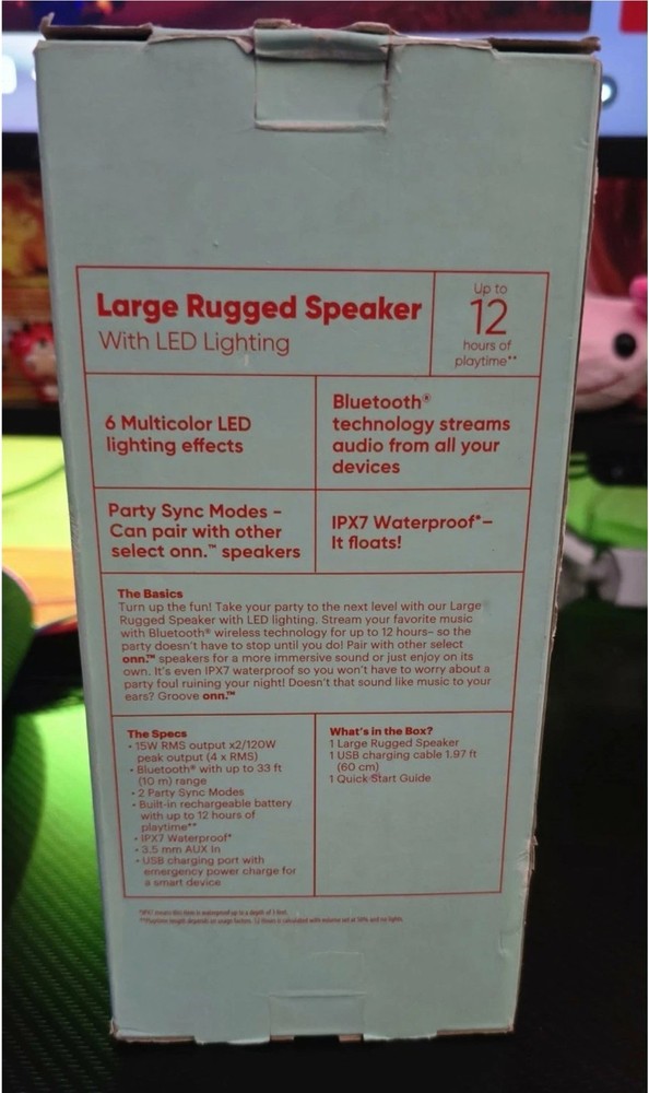 ONN. Large Rugged Bluetooth Speaker