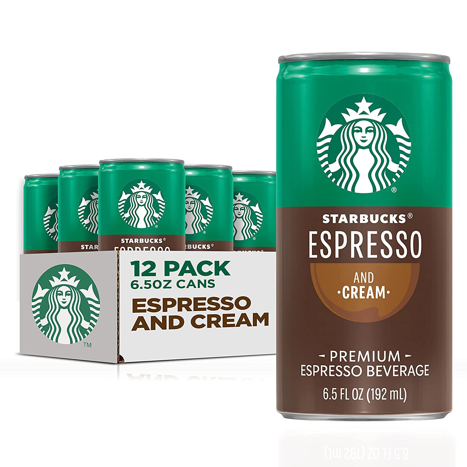 Starbucks Ready to Drink Coffee, Espresso & Cream Light, 6.5Oz Cans (12 Pack)