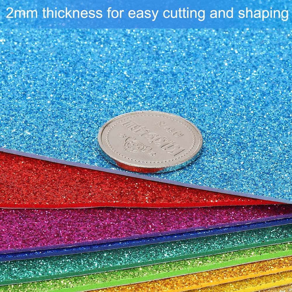 5 Sheets 2mm Glitter Foam Sheet EVA Paper with Back Adhesive, Light Gold