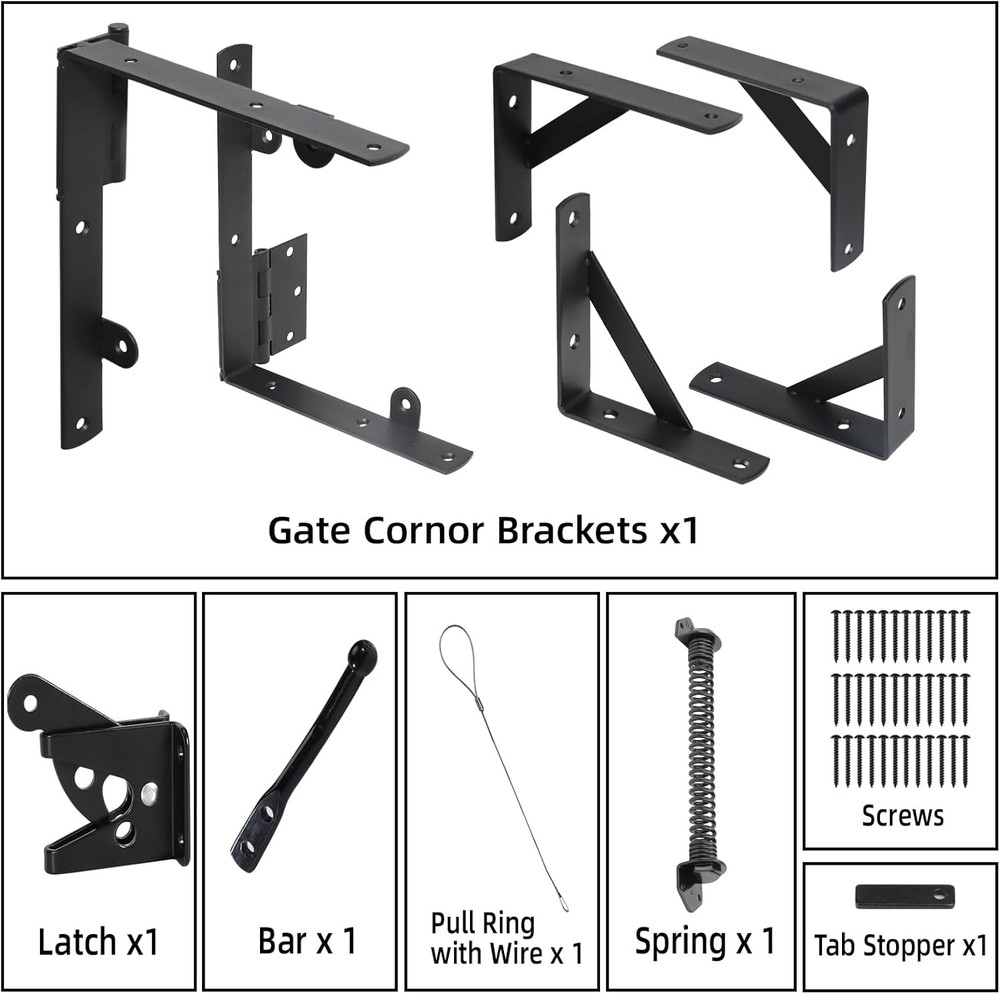 Fence Gate Kit Gate Hardware, 1 Set anti Sag Gate Kit Gate Frame Cornor Brackets