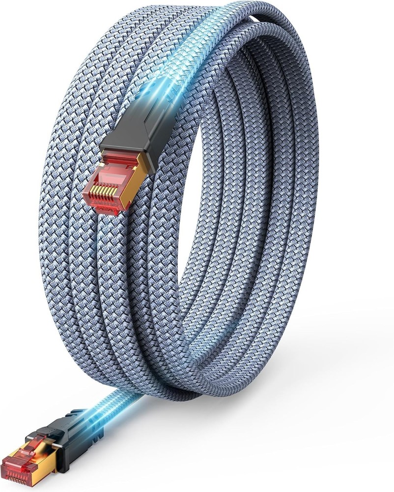 High Speed 80ft Cat 8 Ethernet Cable, 2000MHz Braided Flat Patch Cord