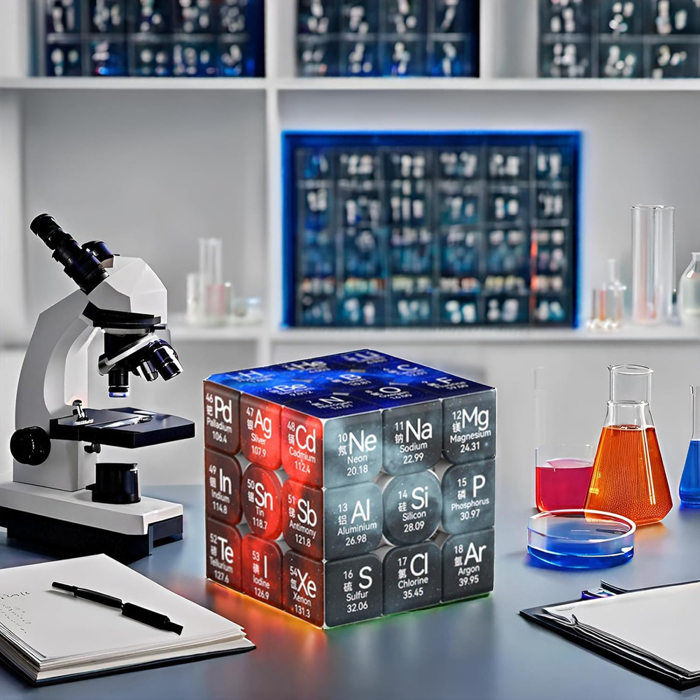 Periodic Table 3x3 Speed Cube – UV Printed Element Educational Puzzle, Stickerle