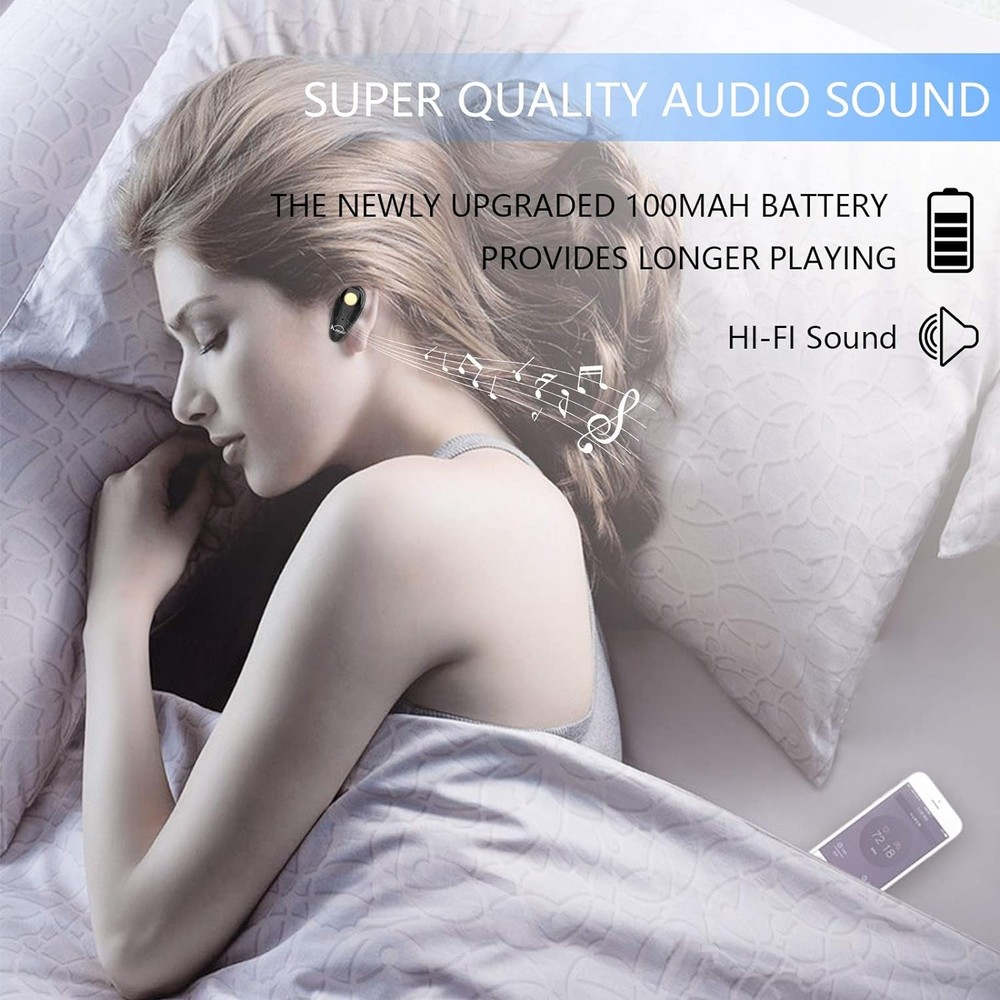 Bluetooth Headset, V5.0 Ultralight Wireless Headphone Cell Phone Black