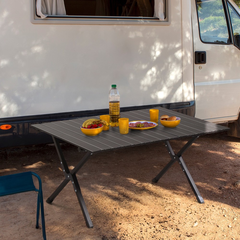 AUTOFOREVER 86*60*42cm Black Camping Roll Table