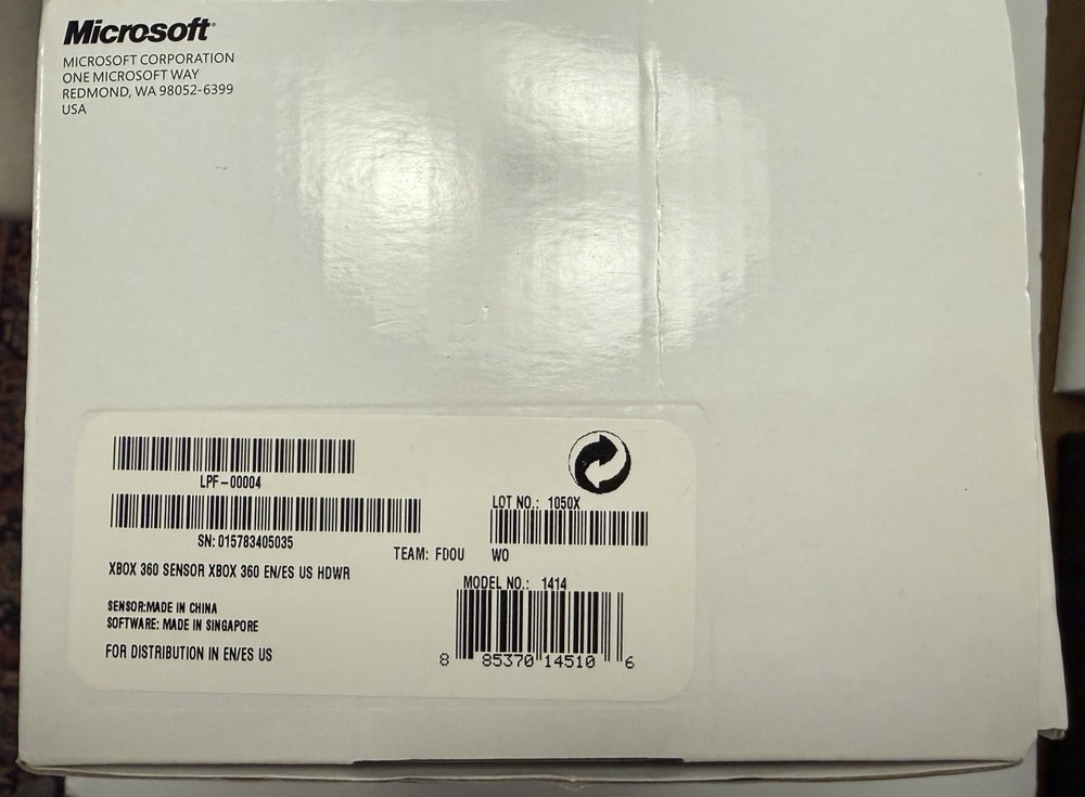 Microsoft Xbox 360 Kinect Motion Sensor Camera Black, CIB, Open Box